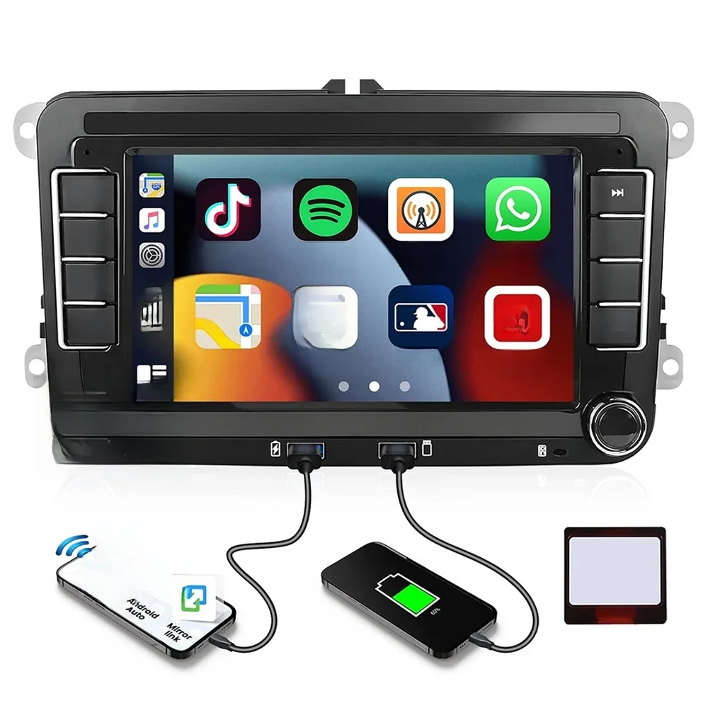 2 Din Android 13 Autoradio Rds Fm Am Autoradio 7 "Multimediaspeler Dab Voor Vw Passat Touran Caddy Jetta Polostoel - afbeelding 2