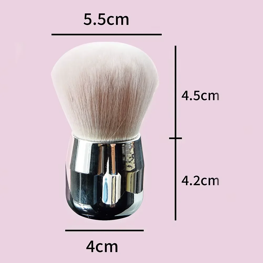 1/3/5 Stück Nagelstaubbürste mit silbernem Griff, große, weiche Bürste zum Reinigen nach der Maniküre, professionelles Nageldesign-Werkzeug für Acrylnägel. – Detail 5