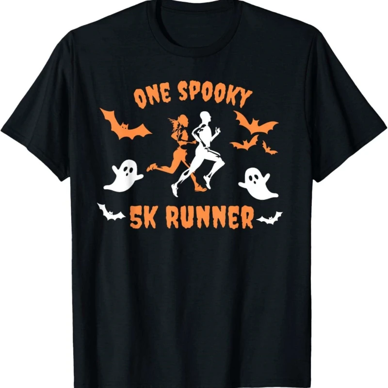 

Men's Halloween T-Shirt - Black with Orange White Graphic Casual Crew Neck Print Comfort Halloween Apparel Comfortable Fit