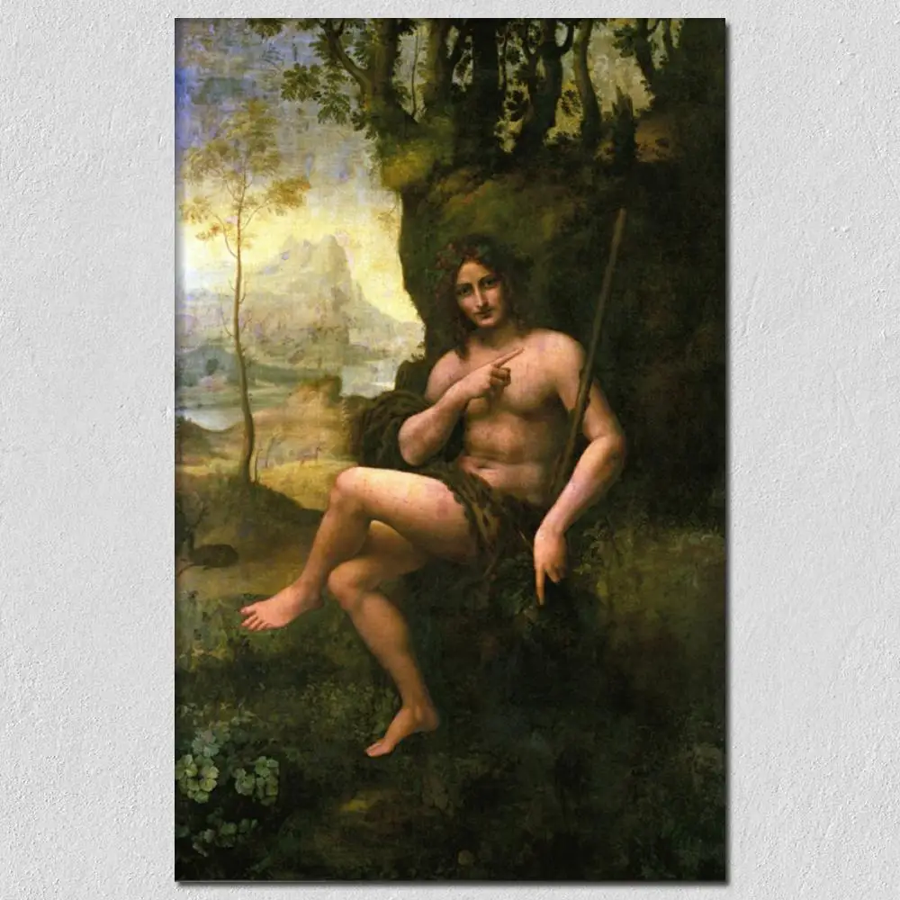 

Classical Canvas Art Oil Painting Bacchus By Leonardo Da Vinci Hand Painted Most Famous Reproduction Man Artwork Home Decor