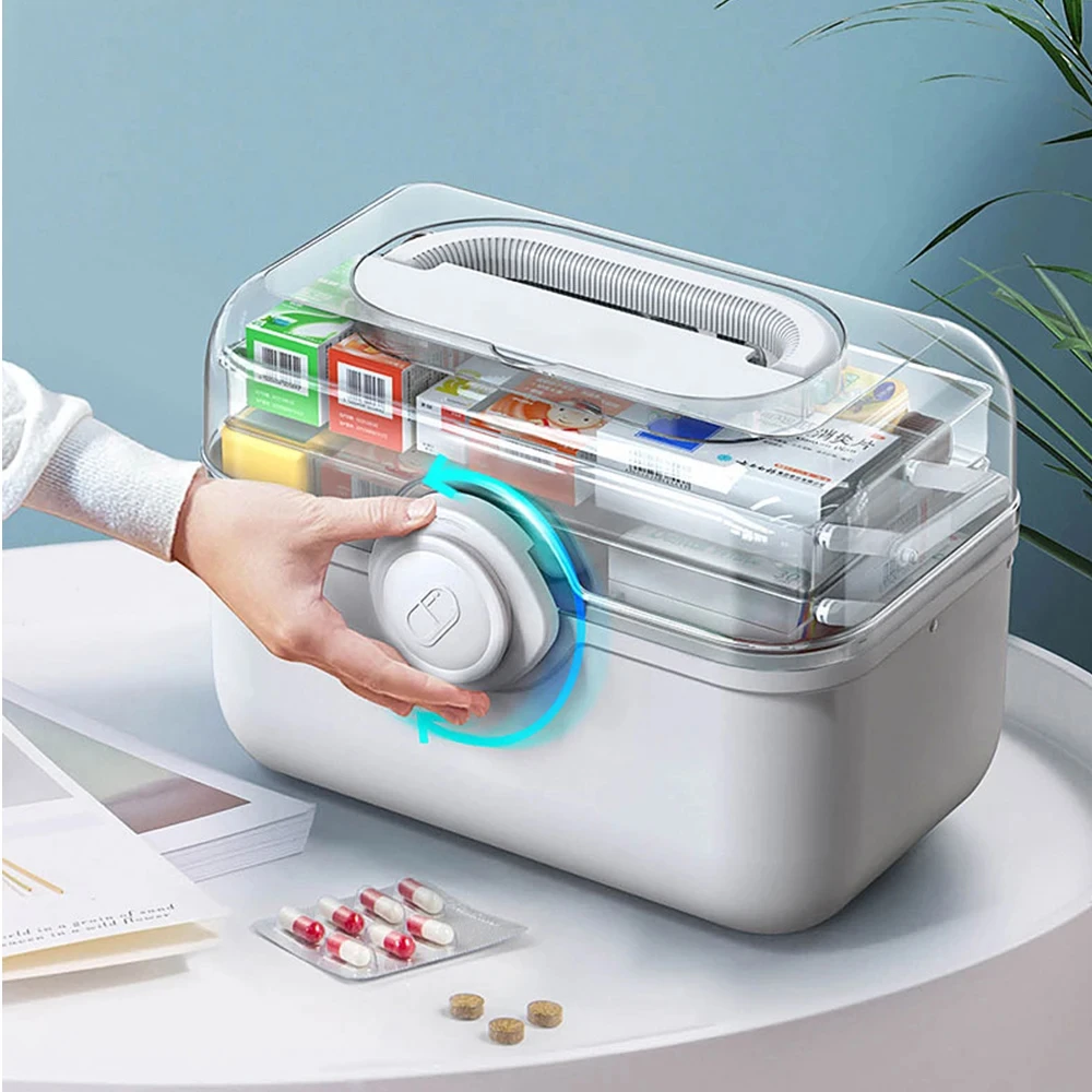 

3 Layers Large Capacity Family Medicine Organizer Storage Box Portable First Aid Kit Medicine Container Emergency Home Boxes 1pc