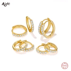 Aide D Color Moissanite Hoop Earrings For Women 925 Sterling Silver 18K Gold Plated 6/7/8/9mm Versatile Classic Huggie Earrings