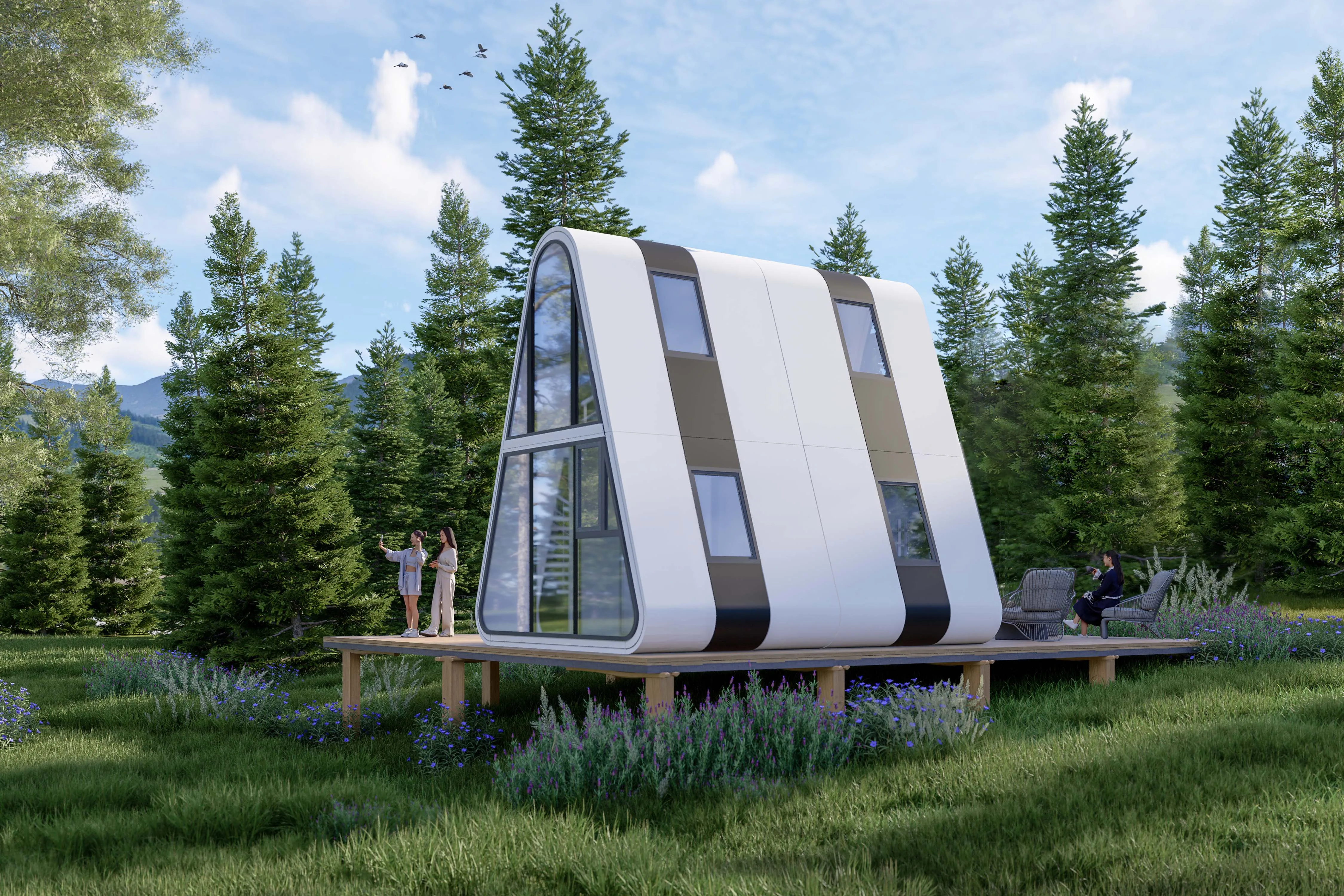 Prefabricated Portable Foldable Luxury Living Expandable Shipping Prefab Mobile Tiny Modular Homes triangular house