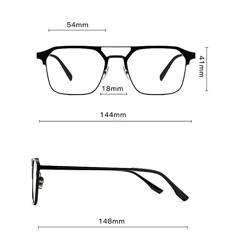 YIMARUILI Retro Double Beam Pure Titanium Eyewear Magnetic Clip On Glasses Optical Prescription Eyeglasses Frame Men and Women