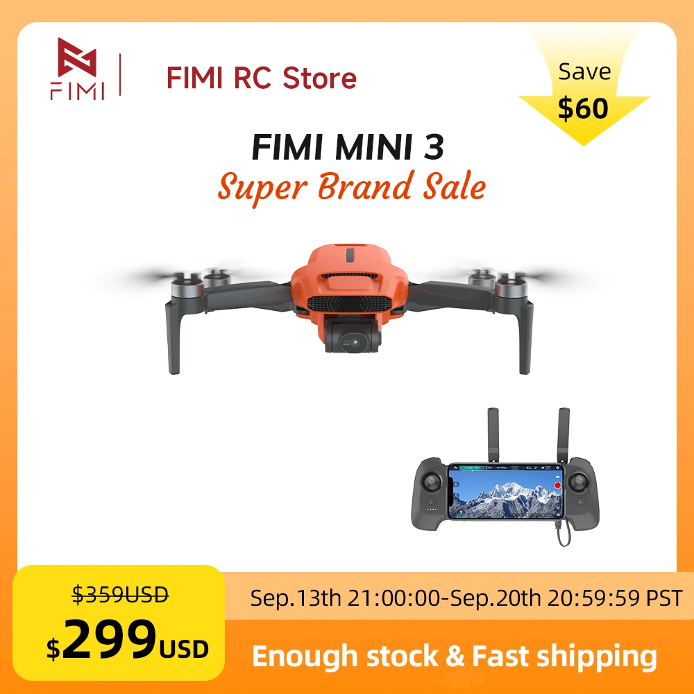 FIMI MINI 3 Camere Drone 4K 60fps 9km Range 3-axis Gimbal 249g Ultralight Design AI Super Night Video Smart Tracking