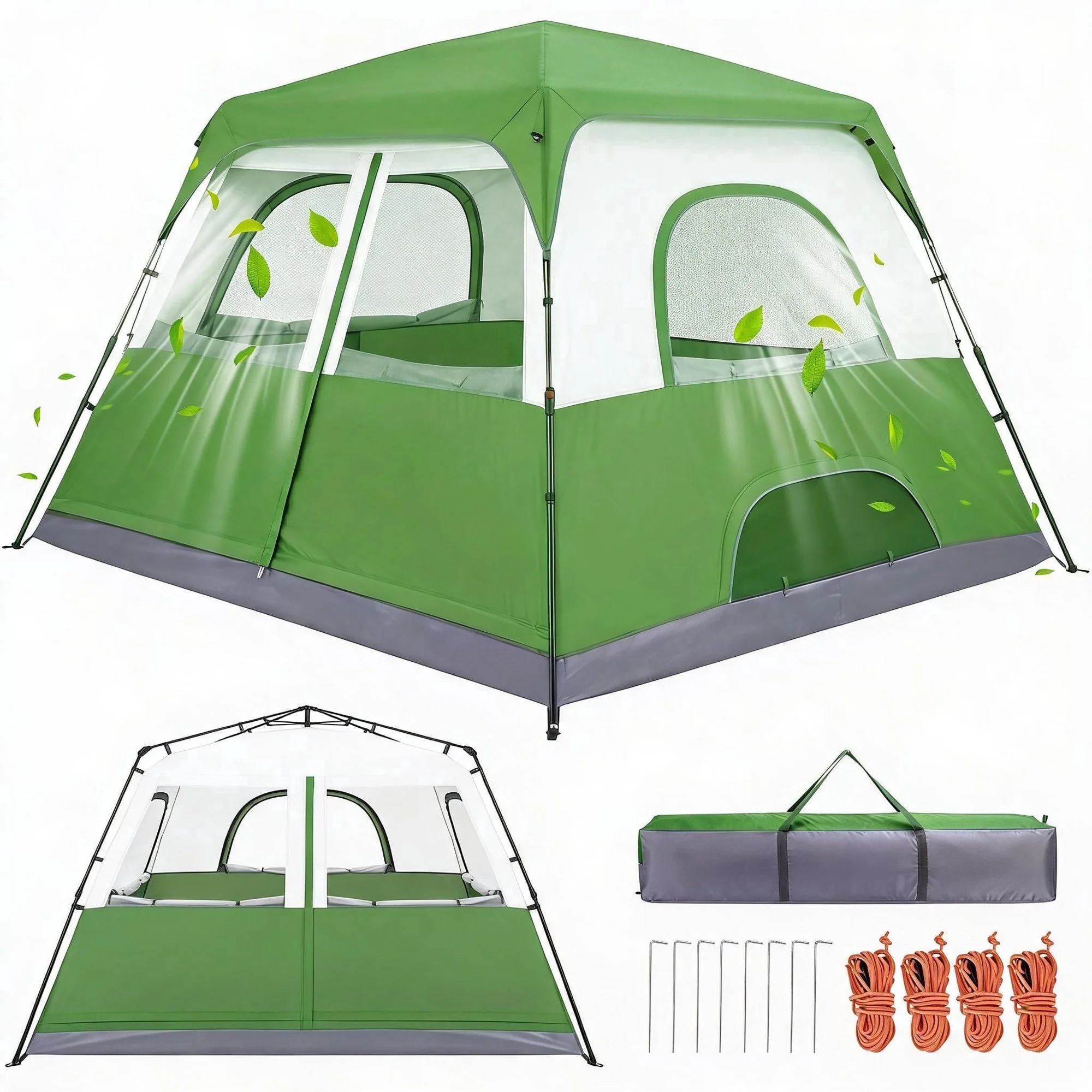 6-8 Person Camping Tent Easy Setup Waterproof Windproof Backpacking Tent With Removable Rainfly Lightweight Portable Outdoor Family Tents For Camping Travel Fishing Hiking