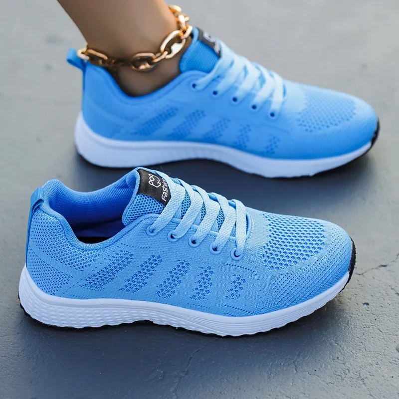 Baskets légères et respirantes pour femmes, chaussures de course en maille confortables pour l'extérieur, chaussures de Sport de marche à enfiler, Tenis