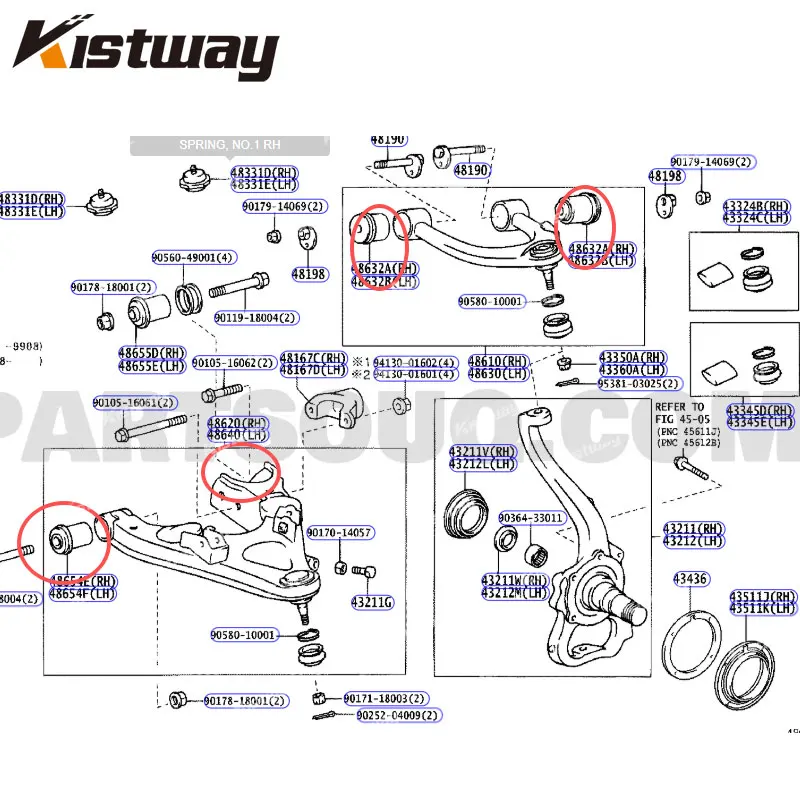 8PCS Front Control Arm Bushing Kit For LEXUS LX470 For Toyota LAND CRUISER 4700 LC100 48632-60010 48654-60010 48655-60010