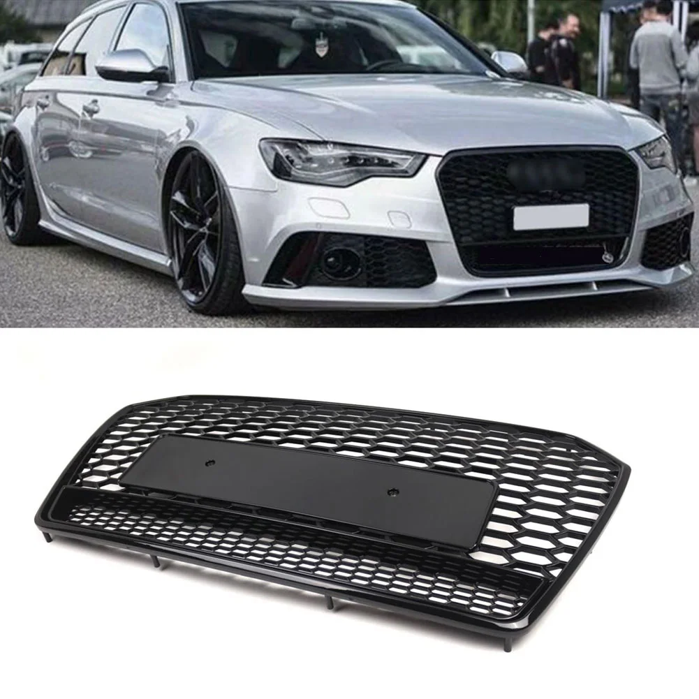 Frontgrill, Wabengitter-Mittelgitterabdeckung für die vordere Stoßstange, kompatibel mit A6 C7PA 2016-2018 Facelift, ersetzt 4G0853651AG 4G0853651AE