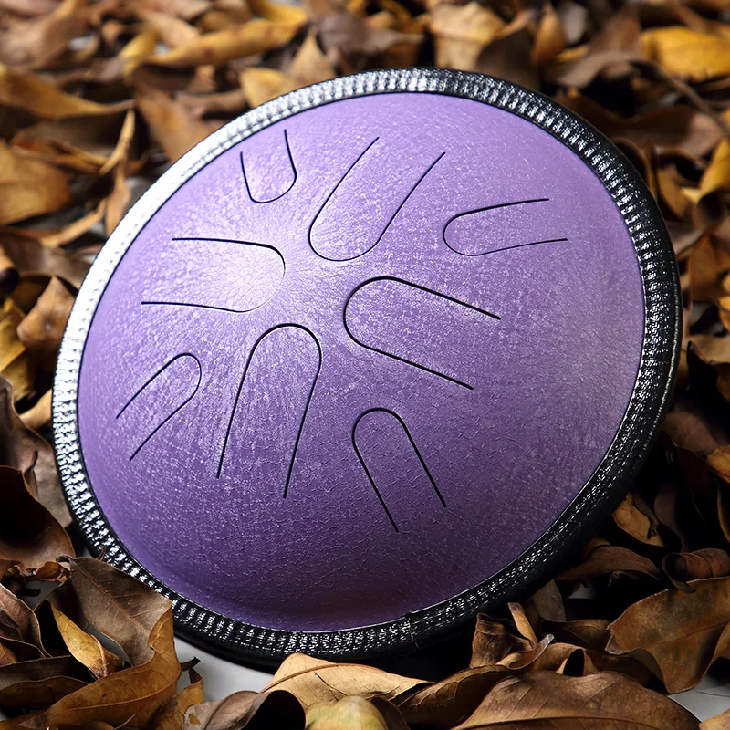 Hluru Steel Tongue Drum 10 Inch 8 Notes Small Handpan Travel Drum Percussion Instruments with Drumsticks for Meditation Yoga