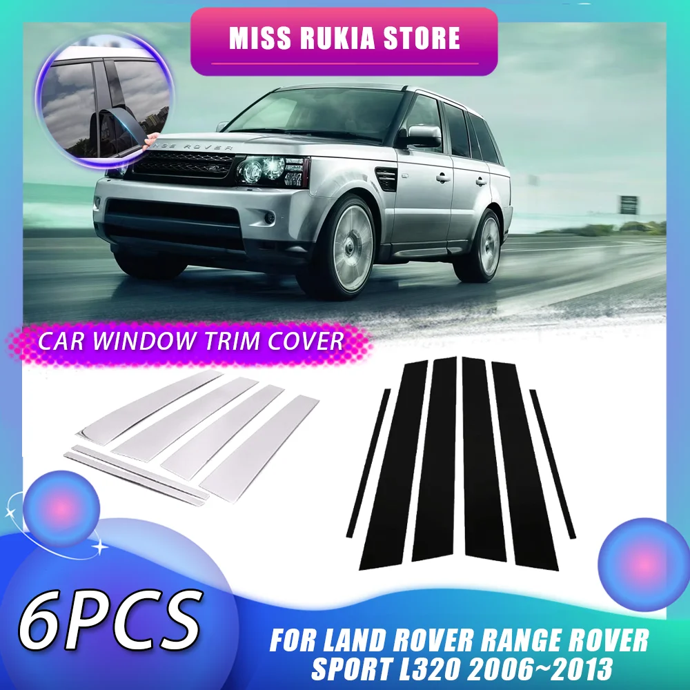 Car Window Trim Cover for Land Rover Range Rover Sport L320 2006~2013 Carbon Fiber Chrome Door Pillar Posts Sticker Accessories