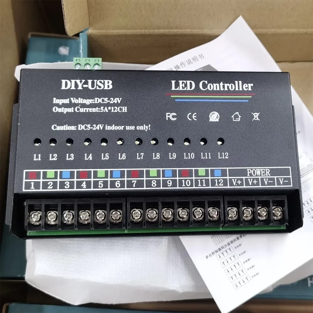 LED Light Programmable Controller USB DIY LED Controller DC 12V 24V Supports Monochrome Bar 12Way or RGB Magic Color Strip 4Way