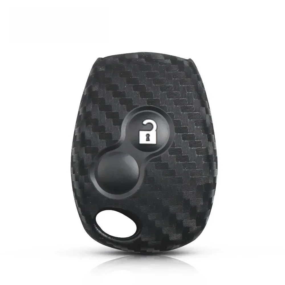 EllYYOU-Juste de clé de voiture en silicone carbone à 2 boutons, Renault Duster, Clio, DACIA 3, Twingo, Logan, Sandero, Modus
