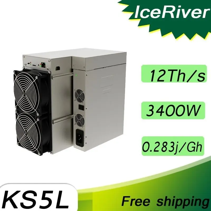 IceRiver KS5L 12 TH 3400 W Kaspa Mining Machine KAS Asic Miner Includes PSU