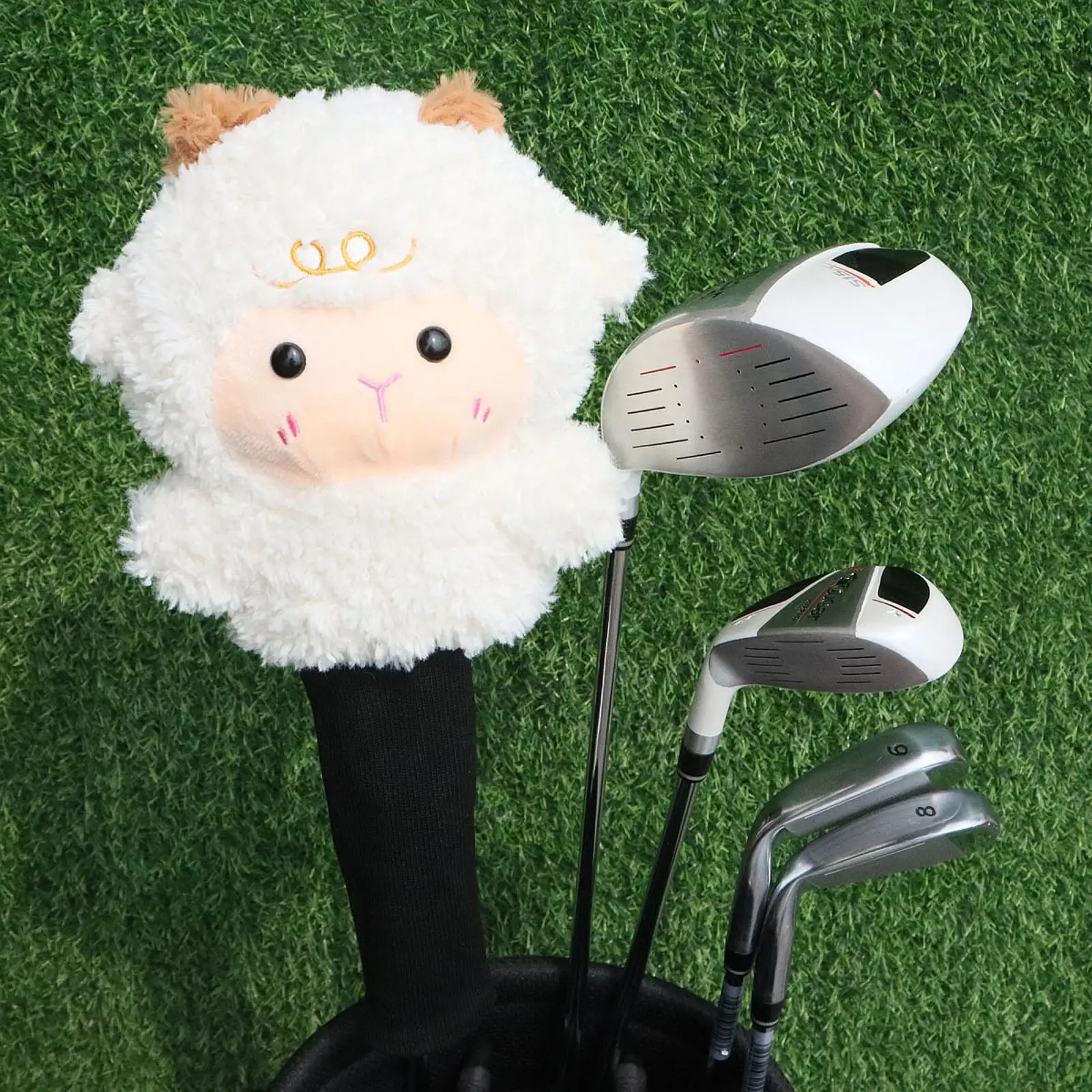 MagiDeal Knit Funny Shark Golf Driver Wood Head Cover Protector Headcover Replacement