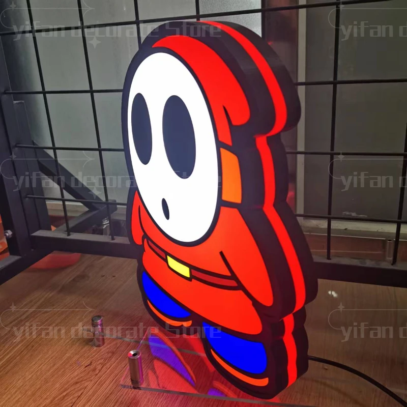 Gaming Shy Guy Logo Lightbox Sign Custom Wall Decor for Business Shop Hanging Art 12 Inch Kids Nightlight 3D Print Gift Light