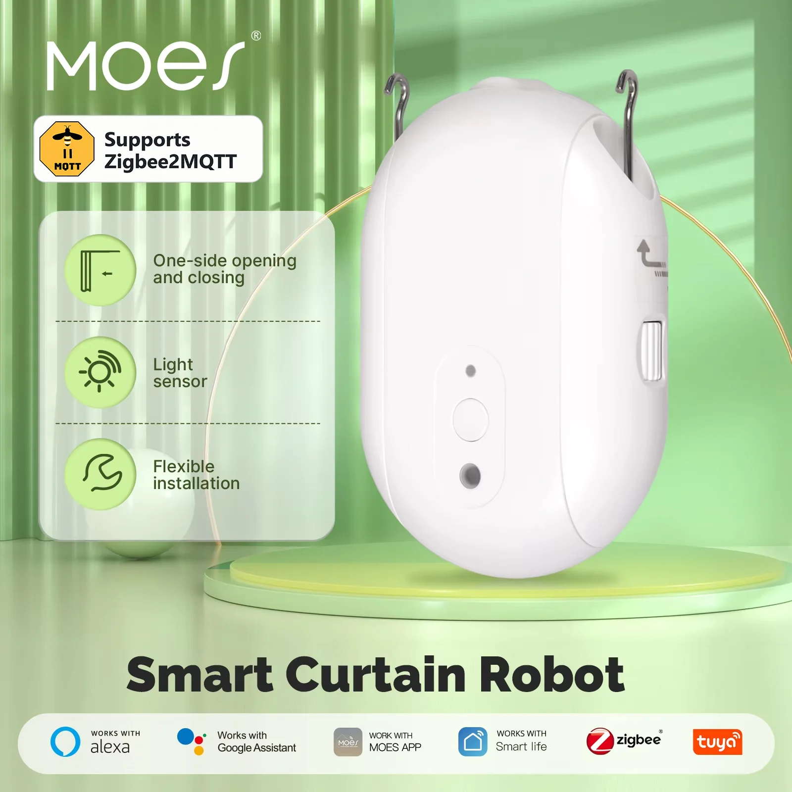 Smart Curtain Robot Pusher - MOES Tuya Zigbee2MQTT 스마트 전동 커튼