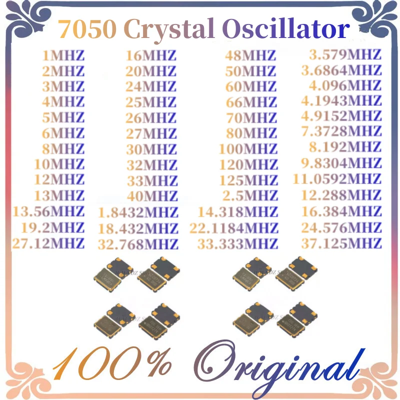 10 قطعة SMD 5070 7050 5*7 OSC 25MHZ 1M 2M 6M 8M 10M 12M 16M 20M 24M 25M 26M 27M 32M 32.768M 33M 40M 48M 50M 50M 70M 100M 100M 100M 125M