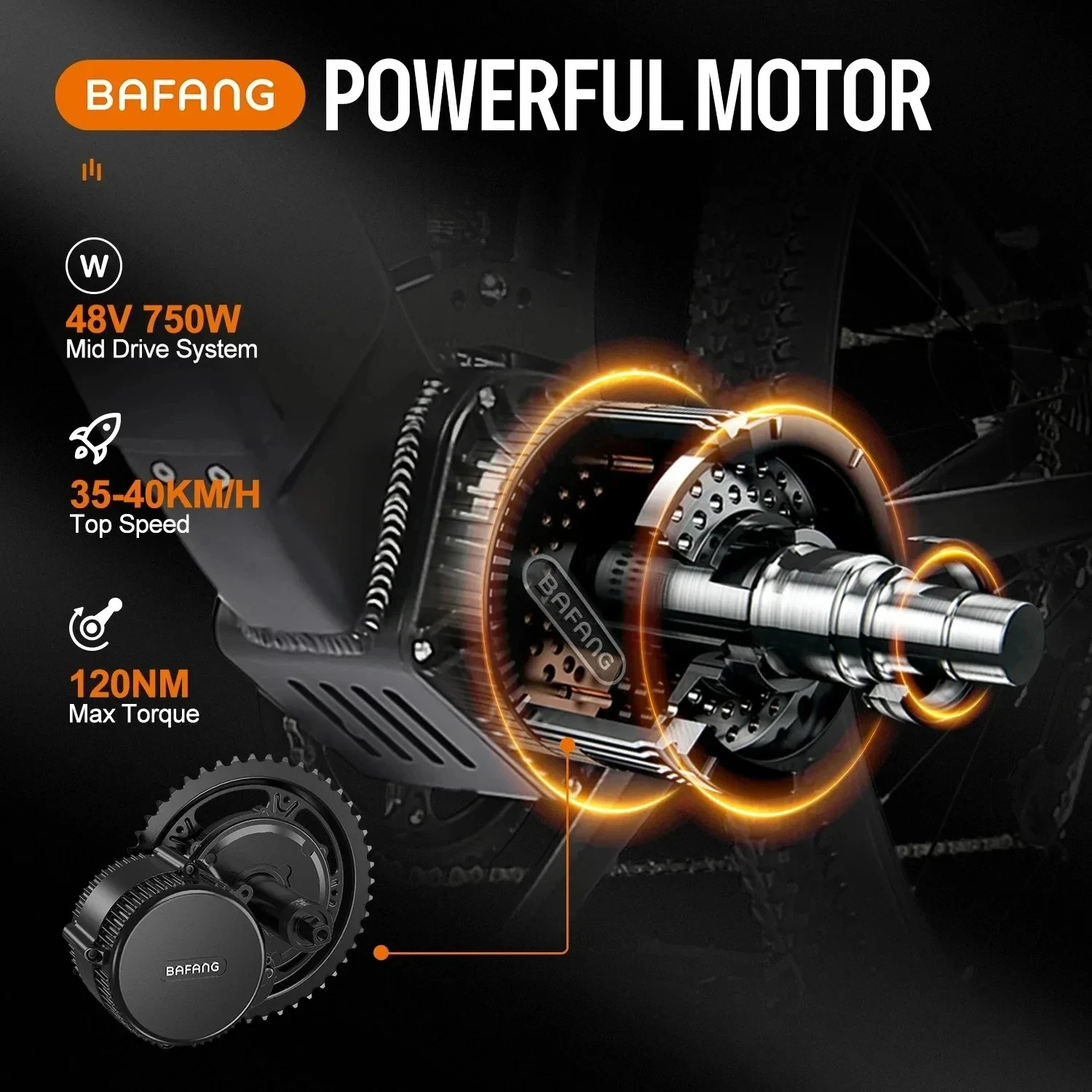 Accolmile-bicicleta de montanha elétrica poderosa, motor médio bafang com tubo interno, eMTB, bateria de 13Ah 17.5Ah, velocidade máxima 60K, 48V, 250W, 750W, 2024