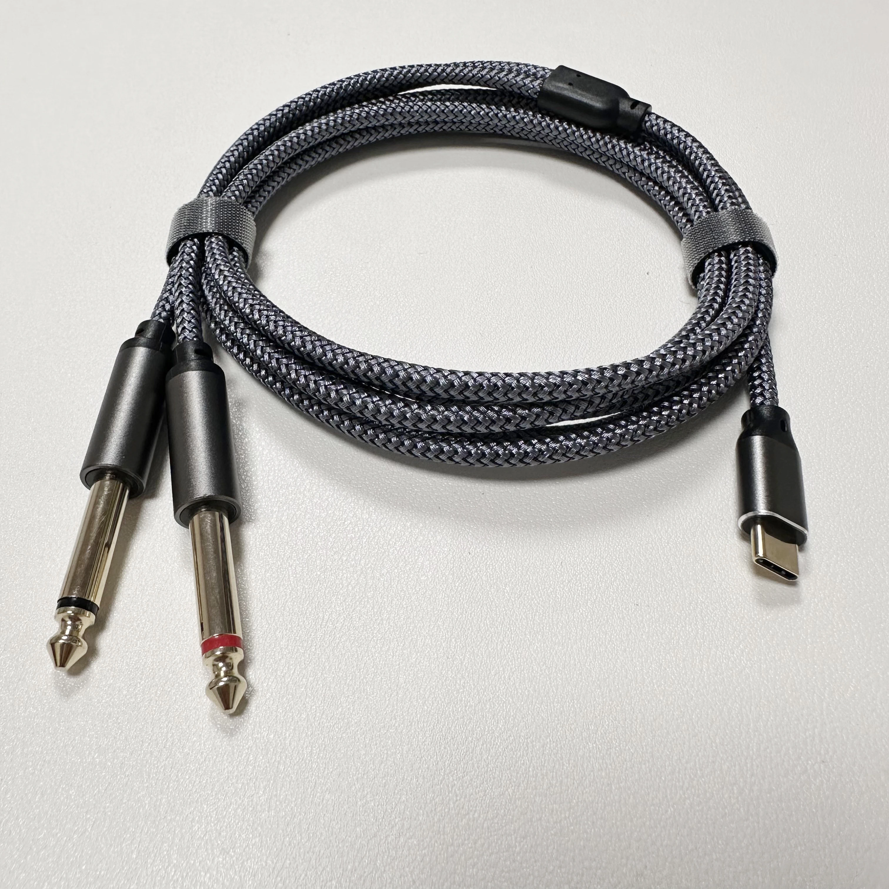 USB-C a cable de audio TS dual de 6,35 mm y 1/4 pulgadas, tipo C chapado en oro a adaptador auxiliar de interconexión mono macho TS dual de 6,35 mm y 1/4 pulgadas