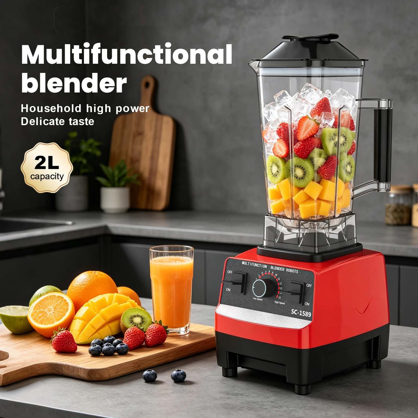 Licuadora y Molinillo Eléctrico 2 en 1 de 2000W, Licuadora Comercial de Alta Resistencia para Cocina, Procesador de Alimentos, Mezclador de Batidos y Hielo para Uso Diario en Cocina y Preparación de Jugos