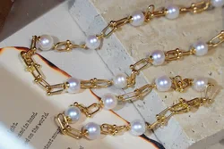 MADALENA SARARA 18k Gold And Freshwater Pearl Women Bracelet U typle Chain Adjustable