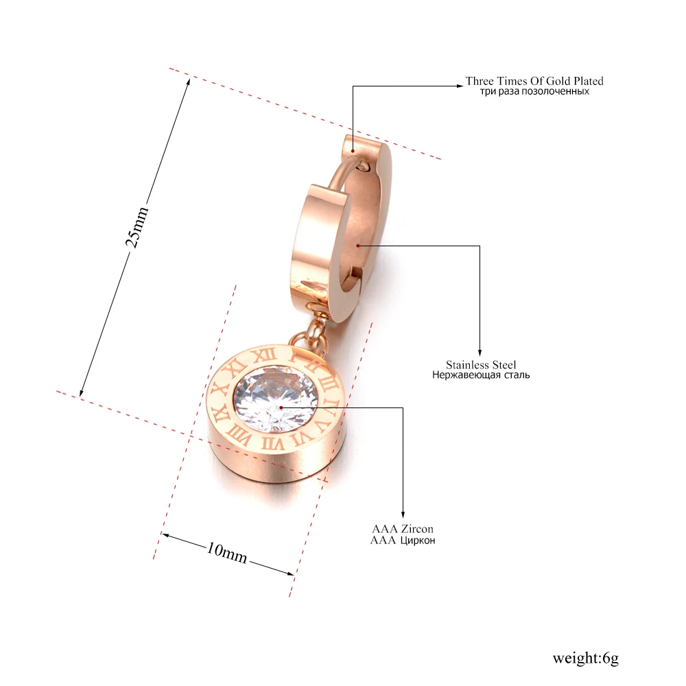 Fashion Cubic Zirconia Round Roma Number Stainless Steel Earrings Necklace Bracelet Ring Jewelry For Women Girls