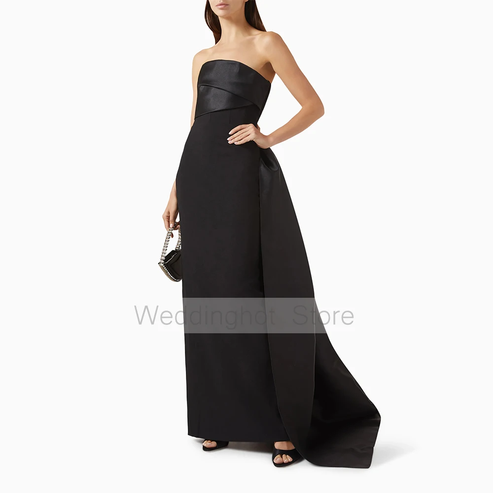 Simples vestido de noite longo sem alças sem mangas plissado drapeado coluna vestidos de baile para as mulheres 2025 voltar dividir elegante vestidos formais