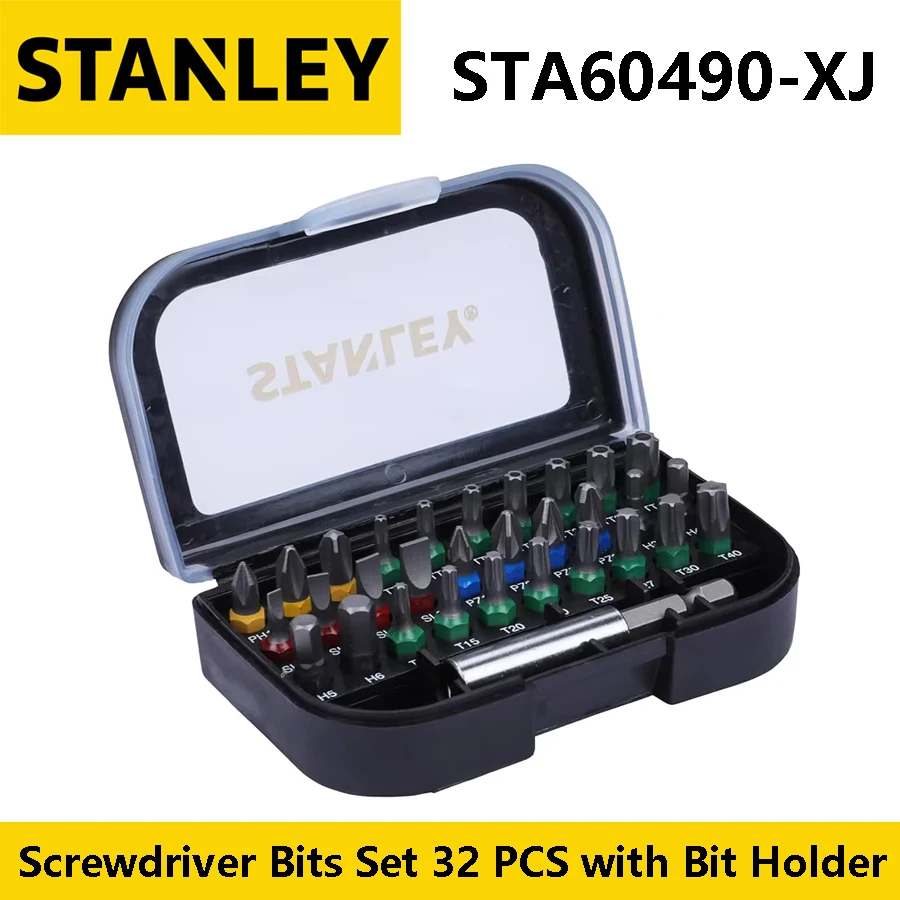 

STANLEY STA60490-XJ Multi-color Screwdriver Bits Set 32 PCS with Bit Holder and Tough Box High Hardness Power Tool Accessories