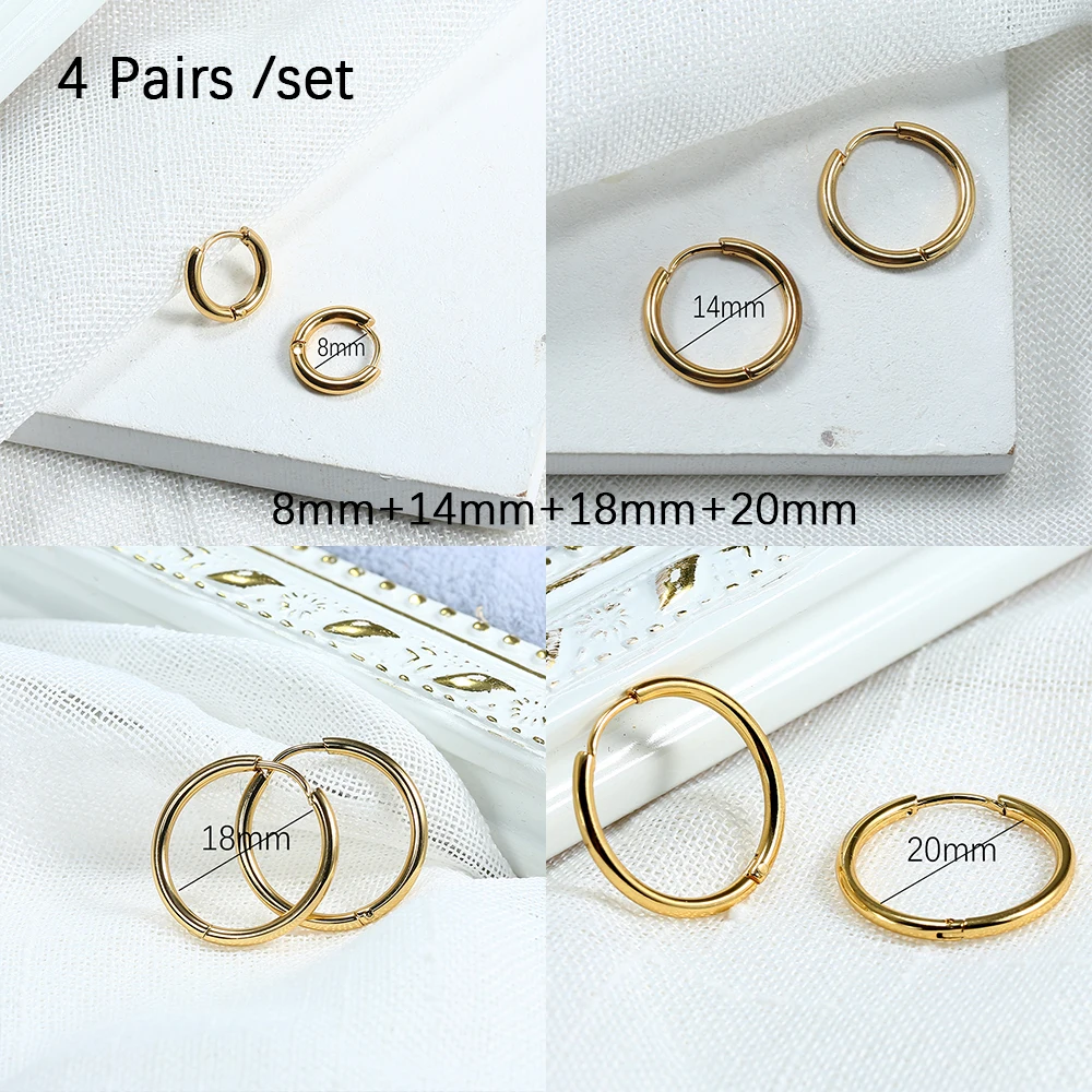 Steel Hoop Earrings For Women Men Stainless Steel Small Gold Color Earring Korea Cartilage Piercing Classic Jewelry Accessories