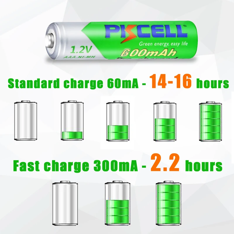 PKCELL 4/8/12/16/20PC 1.2V AAA Battery Low Self Discharge Recharge Pilas Batteries RTU 600mah Rechargeable Cell For Flashlight