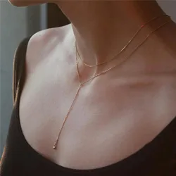 14K 골드 채워진 더블 레이어 펜던트 목걸이, 수제 골드 비즈 초커, 보호 콜리어 팜므 콜레 칼라 쥬얼리 목걸이