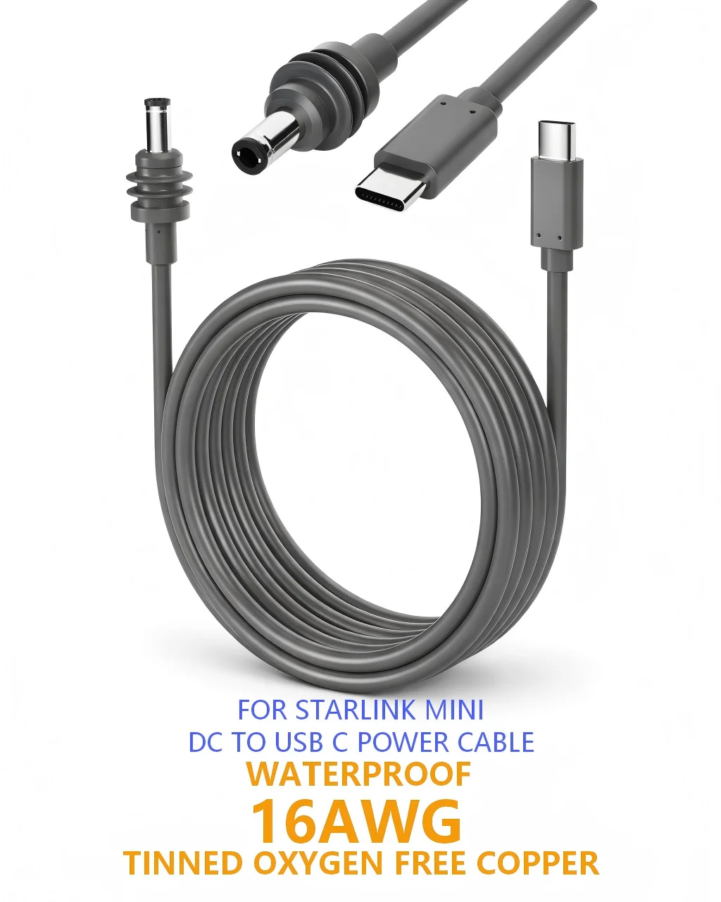 

for Starlink Mini USB C to DC Power Cable,for Type C to DC Starlink Cables Outdoor Waterproof,Compatible with 65W-100W PD Source