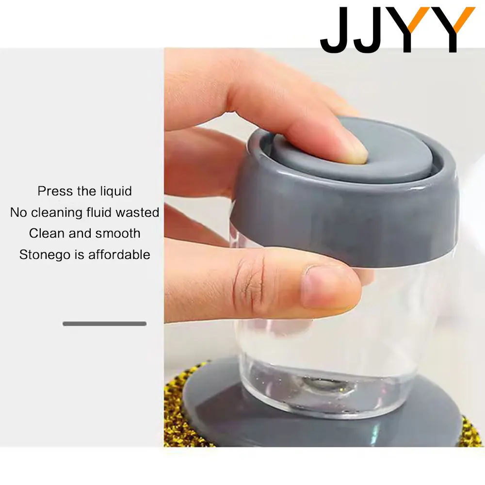 JJYY Kitchen Soap Dispensing Palm Brush Washing Liquid Dish Brush Soap Pot Utensils with Dispenser Cleaning