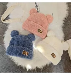 Women's WinterPullover cap Ears Little Bear Woolen Hat  Thickened Knitted Hat Korean Version Cute Cold