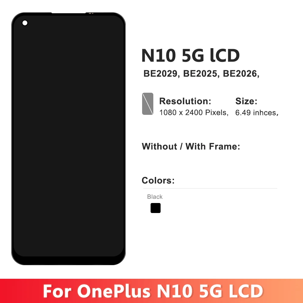 6.49\'\' For OnePlus Nord N10 5G LCD Display Screen Touch Digitizer Replacement For One Plus 1+N10 BE2029 BE2025 Screen With Frame