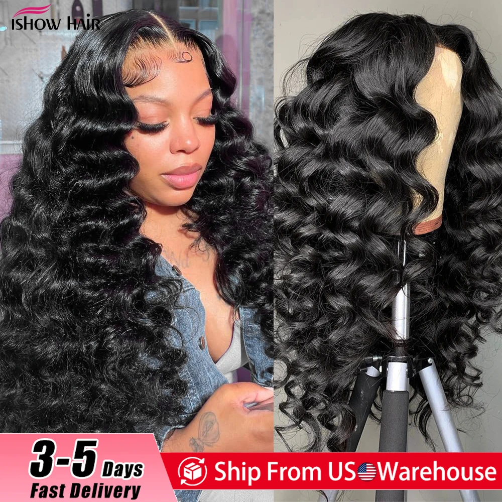 5x5 13x4 Loose Deep Lace Frontal Wigs Human Hair Pre Plucked Loose Deep Wave Brazilian 100% Human Hair Lace Frontal Wigs