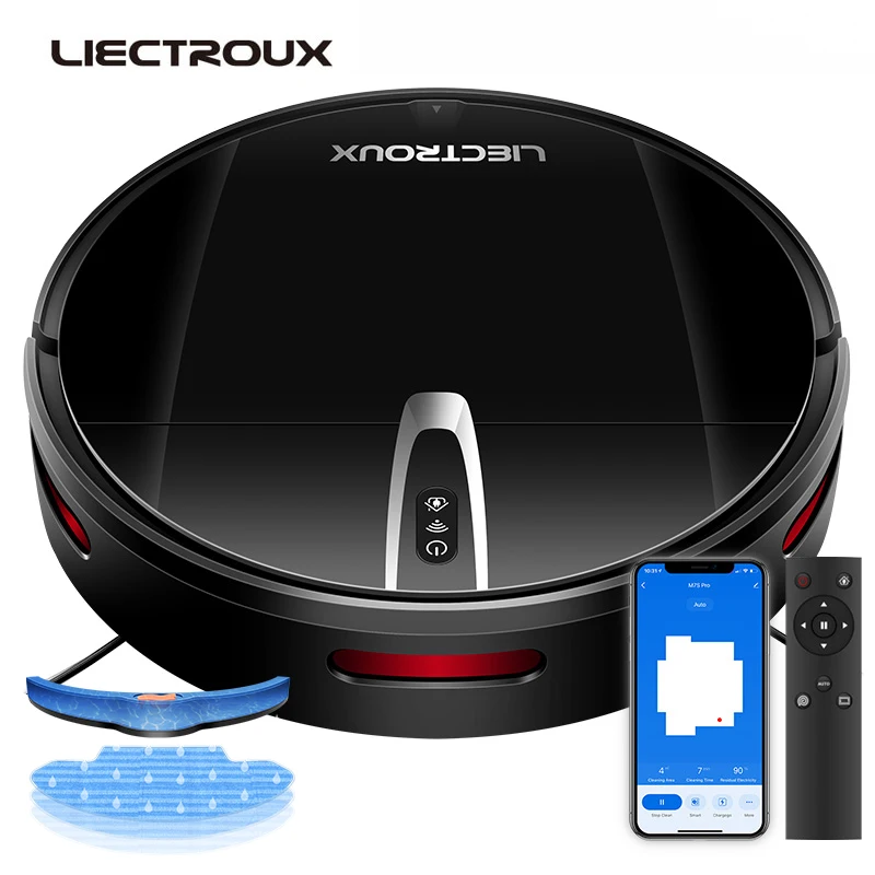 Aspiradora Robot LIECTROUX V3S PRO con Función de Limpieza en Húmedo, Mapeo Inteligente, Aplicación WiFi, 4KPa, Motor sin Escobillas, Ideal