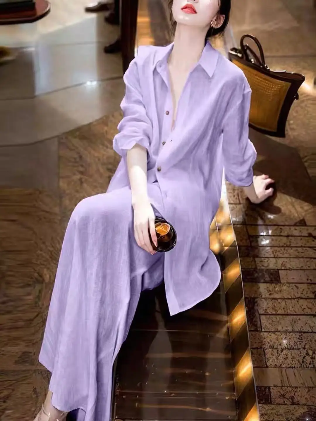 

Весенне-летний повседневный льняной костюм с юбкой однотонного цвета