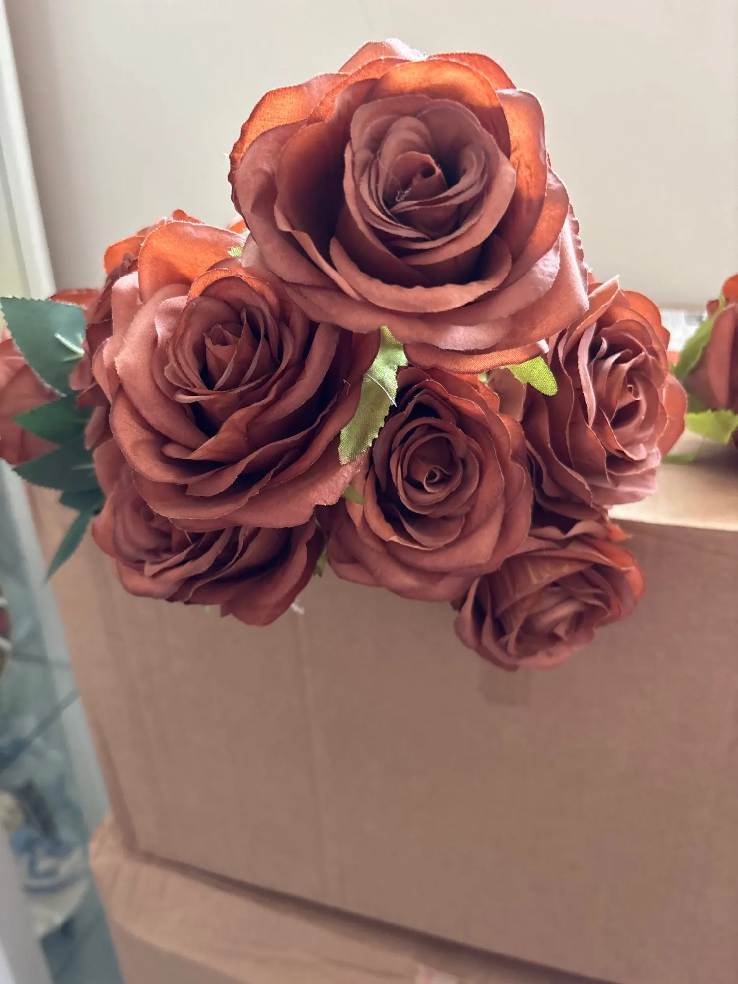 9Heads Roses Bouquet Artificial Flower Brown Coffee Rose Fake Rose Home Decoration Wedding photo review