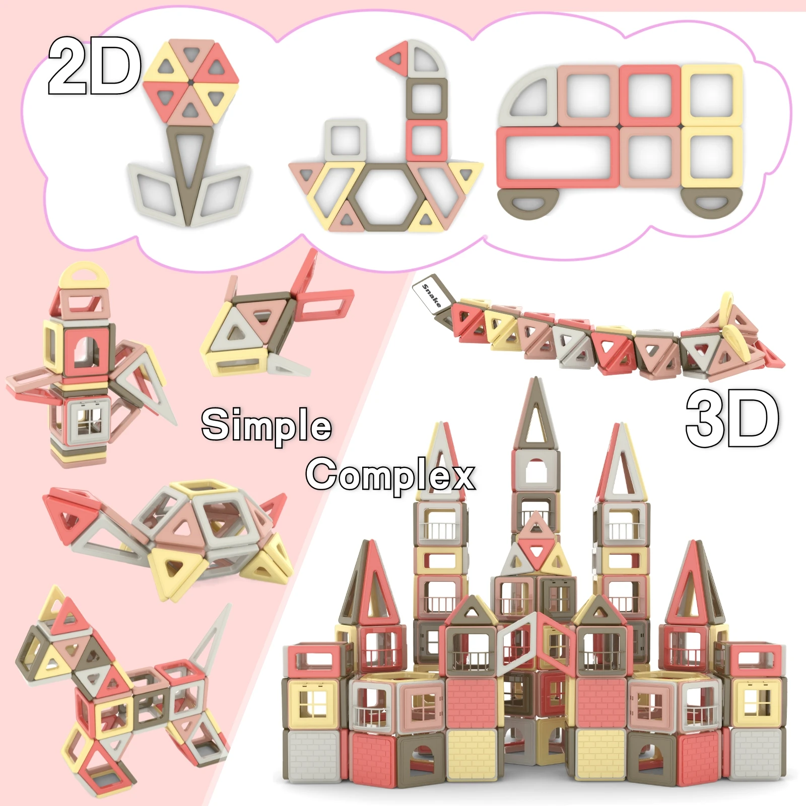 Blocos de construção magnéticos para meninos e meninas, aprendendo brinquedos educacionais STEM, 3, 4, 5, 6, 7, 8 anos de idade, 149pcs