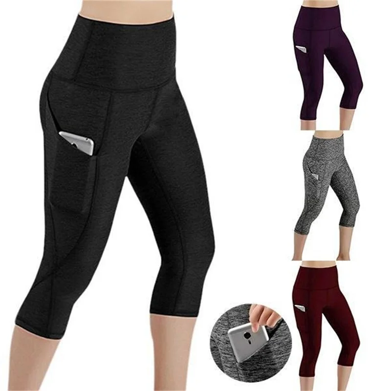 Women Fashion Seamless Yoga Pants With Pocket High Waist Push Up Fitness Leggings Ladies Solid Causal Sports Workout Gym Tight