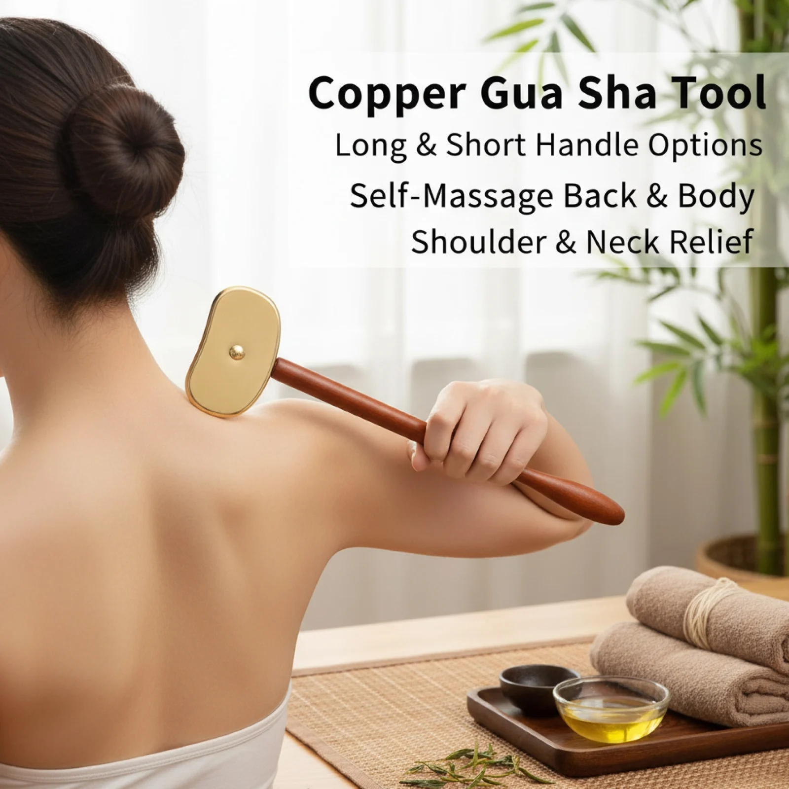 

Long Handle Gua Sha Scraping Massage Tool Ergonomic Design Myofascial Release Tool for Abdomen Back Home SPA Relax