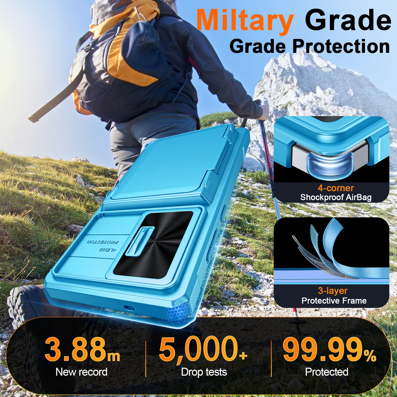With Card Holder Sliding Camera Cover And Stand For Samsung Galaxy S25 Ultra Phone Case, Anti-Fall PC+TPU Wallet Case