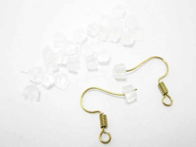 300pcs Silicone Earring backs, Star Ear nuts, Hypoallergenic, Rubber earplugs, 5x3mm, Earring Post stopper, Stud Earrings R971