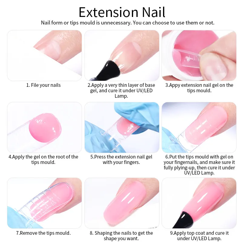 LILYCUTE 8ML Clear Nude Pink Non Stick Hand Solid Extension Gel Nail Polish Nail Art Carving Flower Construction UV Gel Varnish