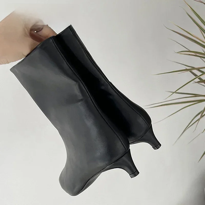 Eilyken hiver bout pointu femmes bottines mode dos dames mince chaussures courtes talon bas robe de soirée pompes Zapatos Mujer