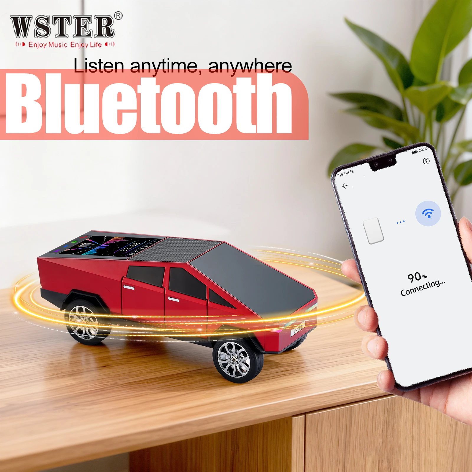 

WS-580 Bluetooth Pickup Truck Speaker with Display, HD Sound, TWS, FM Radio, Mic, LED Lights – Gift for Car Lovers, room decor