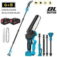 6 + 8 Inch Brushless Pole Pole Electric Chainsaw High Branch Saw Garden borrowing Power Tool For Makita 18V Battery Pin