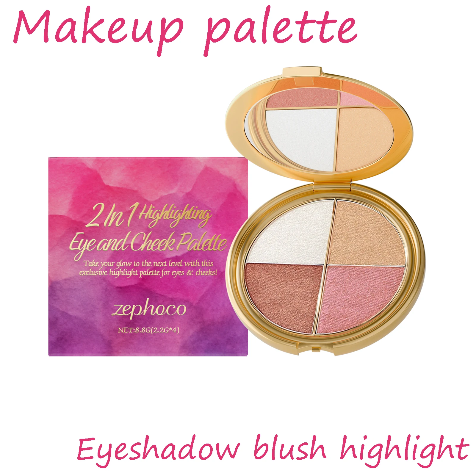 Platte de maquillage pour le visage, ombre à paupières haute luminosité, Blush, mélange de lueur naturelle, poudre scintillante, rencontres quotidiennes, plaque de maquillage de couleur Portable